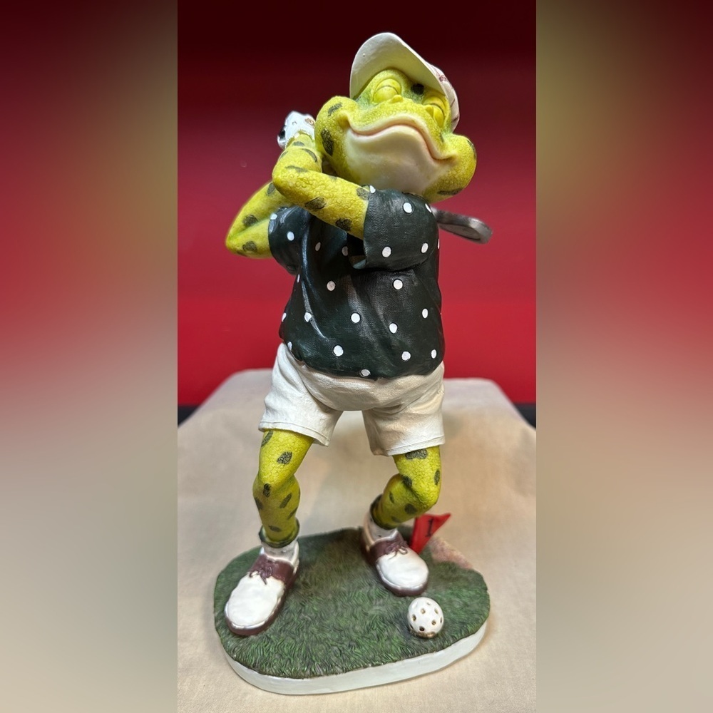Mr Frog Goes Golfing Resin Figurine Statue Approximately 5.25”x4.25”x10” Hole #1
